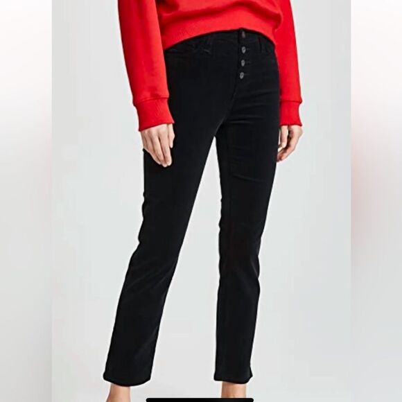 AG Isabelle Button-Up High-Rise Straight Cut Black Corduroy Jeans. Size 25 - Picture 1 of 10